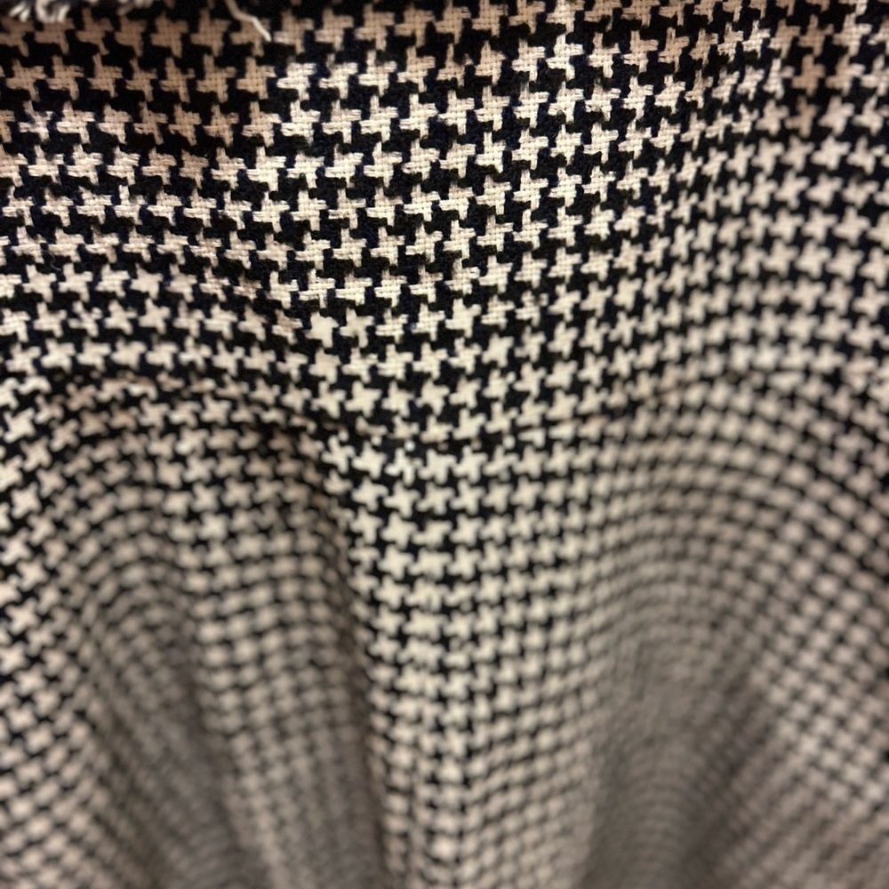 Zara Navy & Cream Fringed Houndstooth Pullover Knitted Shirt Sz L NWT! - Picture 7 of 16
